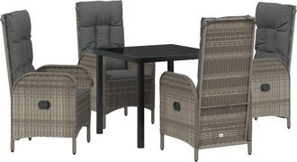 vidaXL Garden Dining Set with Cushion 5 pcs Grey Poly rattan Vidaxl