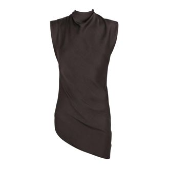 Cortana Tops, Dames, Rood, XS, Satijn, Ocaso Asymmetrische Top