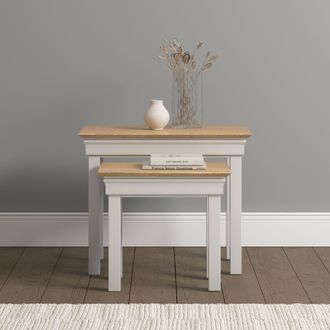 Seconique Bordeaux Nest of 2 Tables (Fully Assembled) in Ivory