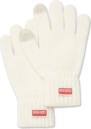 Kenzo Handschuhe - Tag Logo Gloves - Gr. M - in Wei&szlig; - f&uuml;r Damen