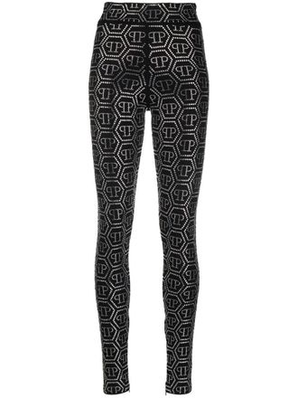 Philipp Plein Legging met monogramprint - Zwart