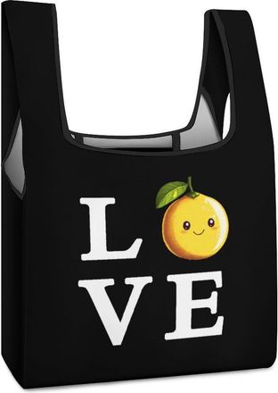 Generic Love Happy Lemon Shopping Bag Reusable Grocery Tote Bag Foldable Handbag for Travel Picnic