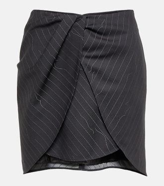 Off-white Pinstripe asymmetric wool blend miniskirt