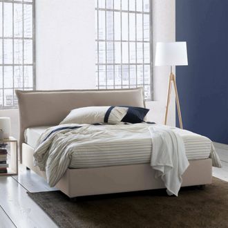 Dmora Dmora - Cama Matrimonial Dbidaou, Cama Contenedor Con Funda Extra&iacute;ble Con Cabecero Tapizado Y Estructura De Cama, 100% Made In Italy, Con Colch&oacute;n De C