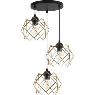 OEM L&aacute;mpara Colgante Stella 3 Planas Pantalla Dorada E27