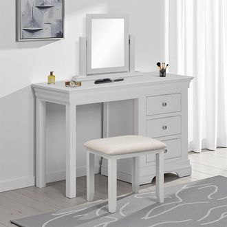Seconique Bordeaux 3 Drawer Dressing Table Set in Light Grey
