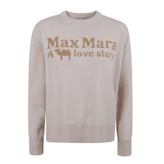 Max Mara Round-neck Knitwear, female, Beige, Size: XS Beige Sweater Veronica