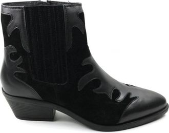Maruti Elegante zwarte leren schoen - Dames - Cowboylaarzen - Zwart - 39 EU - Leer - Schoenen