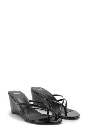 Mango Wedge Slide Sandal in Black at Nordstrom, Size 9.5Us