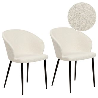 Beliani Conjunto De 2 Sillas De Comedor Retro Tapizadas Con Reposabrazos Color Blanco Crema Mason