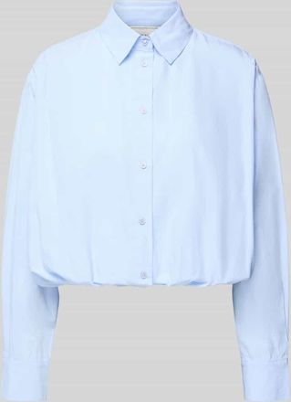 Neo Noir Neo Noir Cropped Bluse mit Hemdblusenkragen Modell Emmana in Hellblau, Gr&ouml;&szlig;e 34