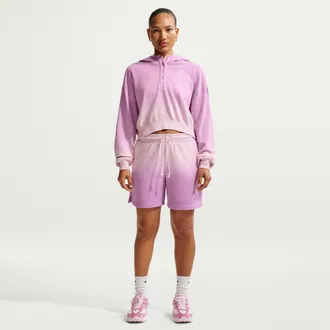 Nike Womens Nike Sportswear Phoenix Fleece Mid-Rise Shorts in Pink | IF7370-663