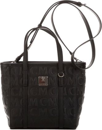 MCM Borsa tote con logo goffrato - Nero