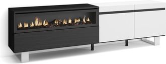 Skraut Home Skraut Home - Mueble Tv, Televisi&oacute;n, Muebles De Sal&oacute;n, Almacenaje, 200x57x35cm, Para Tv Hasta 80, Chimenea El&eacute;ctrica, Dise&ntilde;o Industrial, Estilo Modern