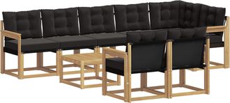 vidaXL Conjunto De Sof&aacute;s De Exterior 9 Uds. Blanco Y Negro Vidaxl
