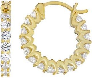 Candela Jewelry Cubic Zirconia Oval Hoop Earrings in Gold/Clear at Nordstrom Rack