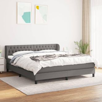 vidaXL Vidaxl - Cama Box Spring Con Colch&oacute;n Tela Gris Oscuro 180x200 Cm