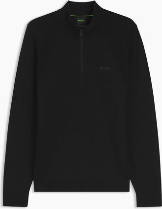 HUGO BOSS Mens BOSS Green Momentum-Lite Mens 1/4 Zip Funnel Neck Jumper - Black 001 - Size: 38