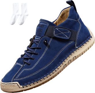 Generic Emiline Comfortable Orthopedic Sneakers, Women Men Orthopedic Support Handmade Leather Shoes,Soft Comfort Orthopedics Support (Navy Blue,43)