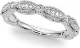 Allurez Antique Style Diamond Wedding Ring Band 18K White Gold (0.20ct)