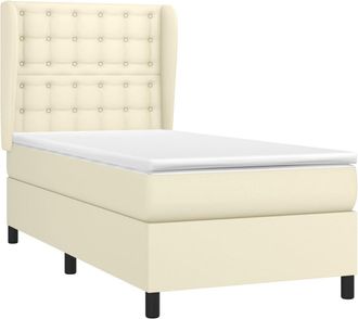 vidaXL Vidaxl - Cama Box Spring Con Colch&oacute;n Cuero Sint&eacute;tico Crema 90x190 Cm