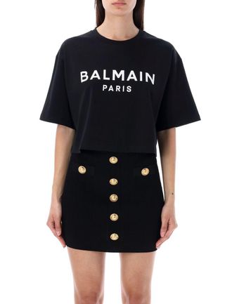 Balmain Cropped Logo T-Shirt