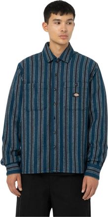 Dickies Donkere Gestreepte Western Overhemd - Heren - Casual Overhemden - Blauw - M - Overhemden