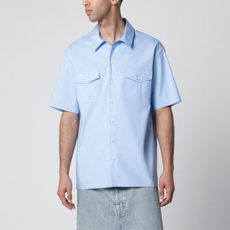 Maison Margiela Short-sleeve poplin shirt with reinforcements, light blue