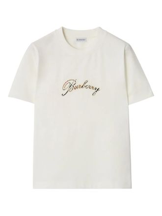Burberry Katoenen T-shirt met cursief logo - Wit