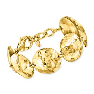 Ross-Simons Italian 14kt Yellow Gold-Plated Hammered Disc-Link Bracelet