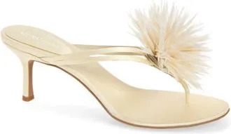 Jeffrey Campbell Firework Feather Sandal in Beige Satin at Nordstrom, Size 7.5