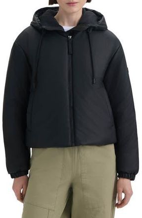 Hunter Leah Water Repellent Hooded Crop Puffer Jacket in Black at Nordstrom Rack, Size X-Large