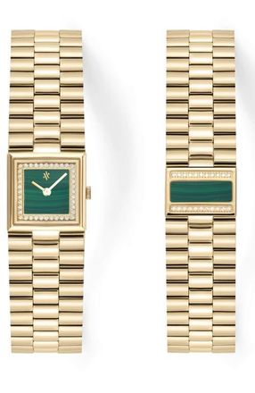 Vanna Catena Double-Gemstone Bracelet Watch in Malachite-Gold at Nordstrom