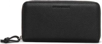 Emporio Armani Portemonnee van getrommeld leer met omsluitende rits - Heren - Portefeuilles - Zwart - ONE Size - Leer - Accessoires