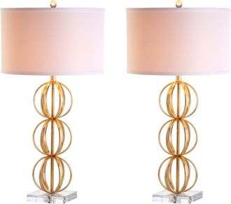 Safavieh Set de 2 l&aacute;mparas de mesa en metal, dorado lat&oacute;n