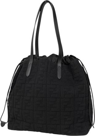Fendi Black Canvas Leather Shoulder Bag Tote Bag (Pre-Owned)