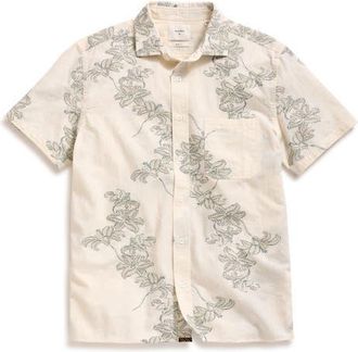 Billy Reid Watercolor Lily Short Sleeve Button-Up Shirt in Highway Grey at Nordstrom, Size X-Large