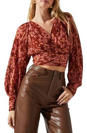 ASTR the Label Pernilla Crop Top in Rust Floral at Nordstrom Rack, Size X-Small