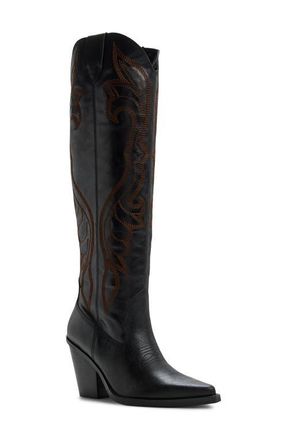 Aldo Revolve Pointed Toe Western Boot in Black Combo at Nordstrom, Size 8.5
