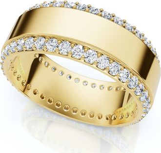 Pompeii3 Mens 1Ct Diamond Wedding Ring 8MM 14k Gold Polished Band Lab Grown Size: 12