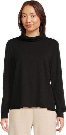 Mod-o-doc Long Sleeve Turtle Neck T-Shirts Womens Clothing Black : LG (US 12-14), Cotton
