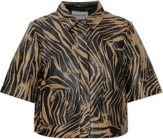 Munthe Overhemden, Dames, Veelkleurig, XS, Leer, Lipper Leren Shirt