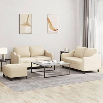 vidaXL Juego De Sof&aacute;s Con Cojines 3 Piezas Tela Crema Vidaxl