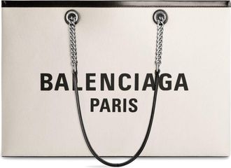 Balenciaga large Duty Free tote bag - women - Cotton/Calf Leather - OS - Neutrals