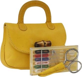 Gucci Pre-owned Accessories, female, Yellow, Size: ONE SIZE Pre-owned Vintage Leather Bag