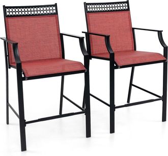 Costway Outdoor Patio Chair Set of 2 Home Patio Counter Height Chairs w/Footrest