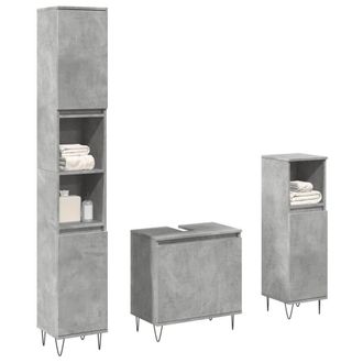 Berkfield Home 3 Piece Bathroom Furniture Set Concrete Grey Engineered Wood
