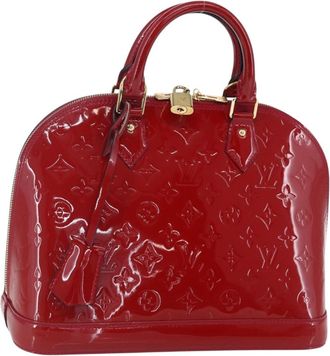 Louis Vuitton Alma Handbag Monogram Vernis Pink Patent_Leather Handbag (Pre-Owned)