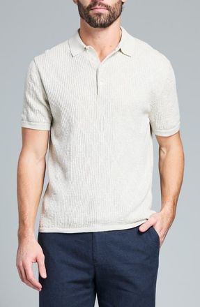 Billy Reid Diamond Stitch Polo Sweater in Light Grey Heather at Nordstrom, Size Xx-Large