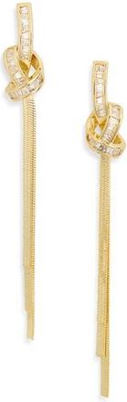 Eye Candy Los Angeles Talia Cubic Zirconia Knot Chain Drop Earrings in Gold at Nordstrom Rack